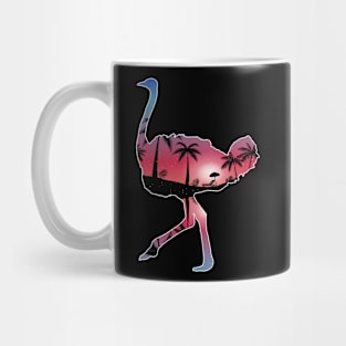 Ostrich Beautiful Sunset Beach Palm Tree Mug